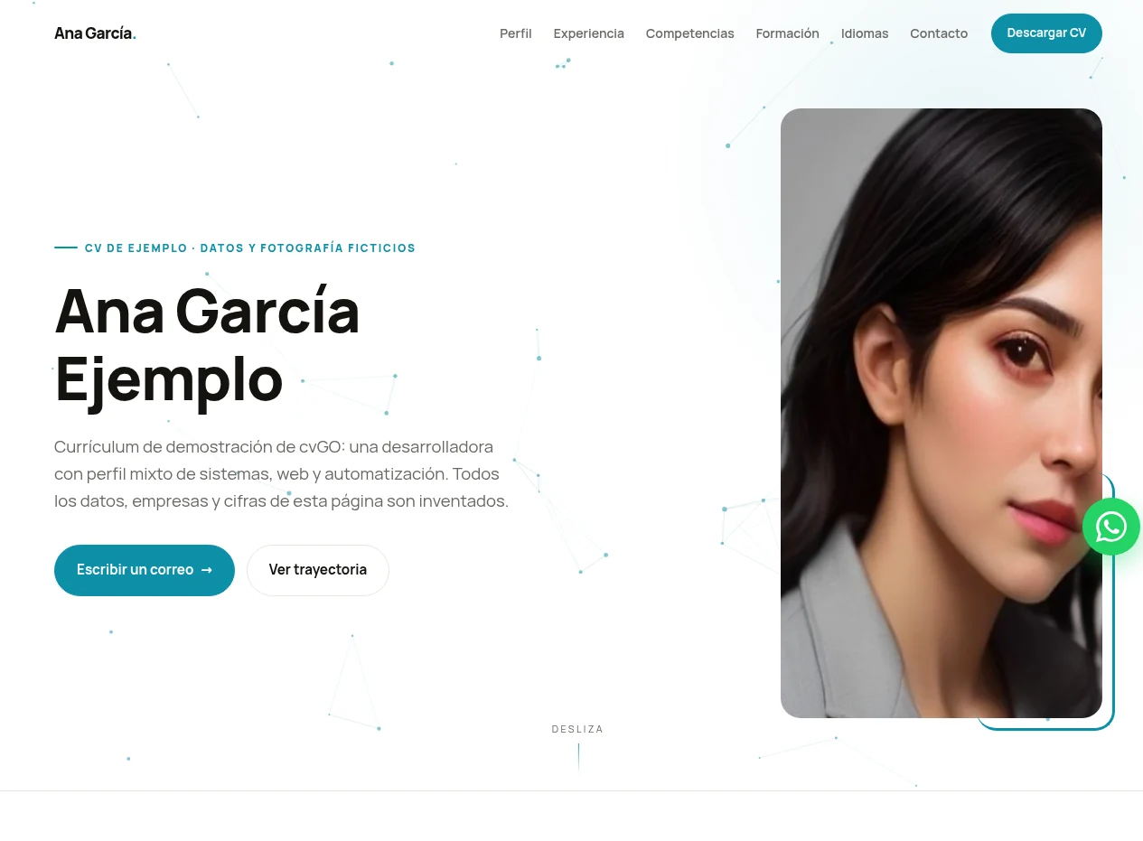 CV de ejemplo en estilo dinámico